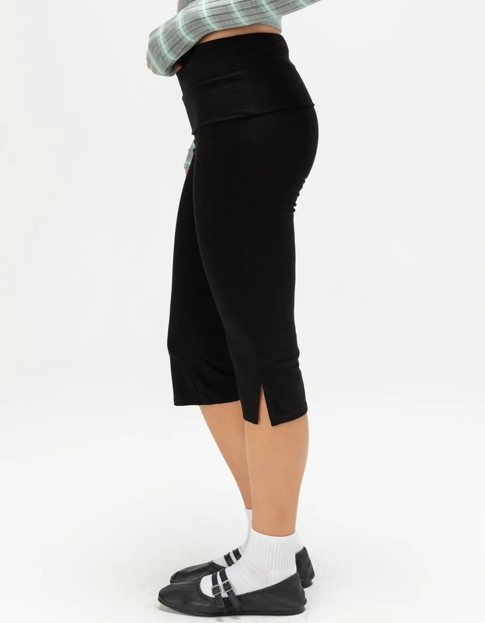 Full Tilt Fold Over Waist Womens Capri Pants