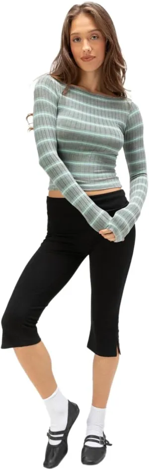 Full Tilt Fold Over Waist Womens Capri Pants