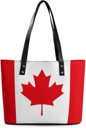 Functional Haiti-Flag Shoulder Tote Bag Women Zipper Leather for Daily Essentials