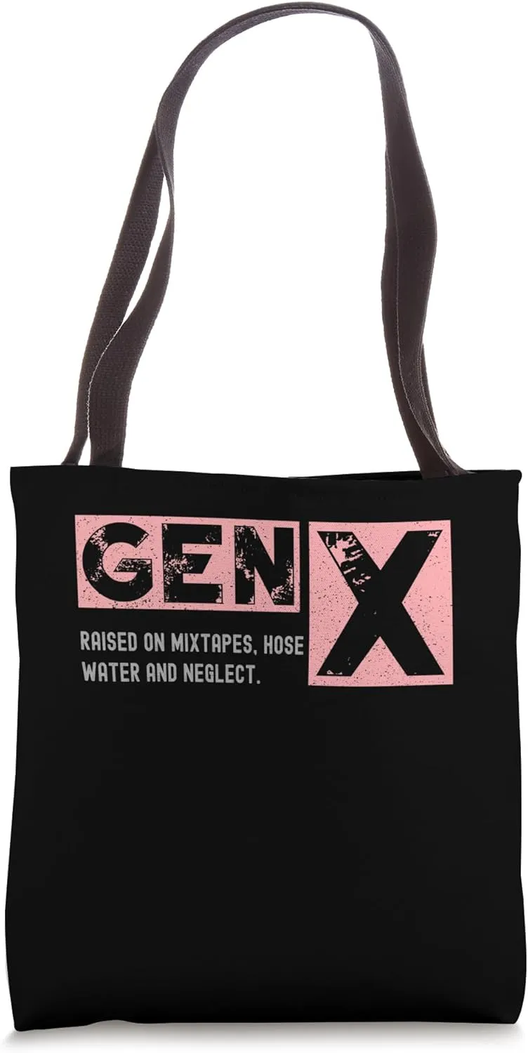 Funny Gen X Raised on Mixtapes Hose Water and Neglect Retro Tote Bag