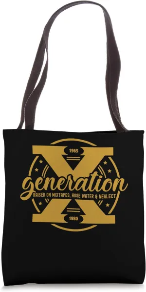Funny Gen X Raised on Mixtapes Hose Water and Neglect Retro Tote Bag