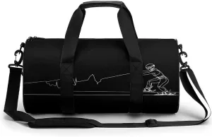 Funny Heartbeat Waterski Lightweight Gym Bag for Men Women Travel Duffel Bag Sports Workout Bag with Adjustable Strap