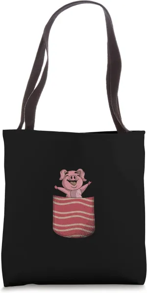 Funny Pig Pork Bacon Lover Cute Pocket Bacon Tote Bag