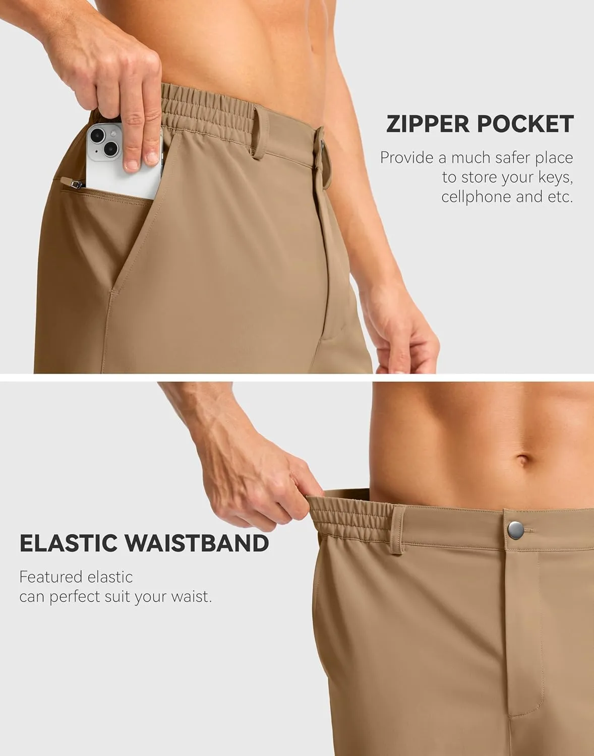 G Gradual Casual Shorts for Men 11" Lightweight Men's Golf Shorts Stretch with 3 Pockets Quick Dry Summer Breathable Shorts