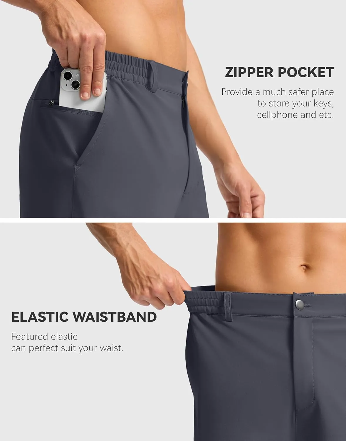 G Gradual Casual Shorts for Men 11" Lightweight Men's Golf Shorts Stretch with 3 Pockets Quick Dry Summer Breathable Shorts