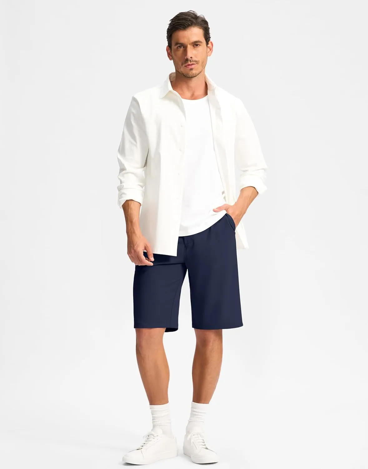 G Gradual Casual Shorts for Men 11" Lightweight Men's Golf Shorts Stretch with 3 Pockets Quick Dry Summer Breathable Shorts
