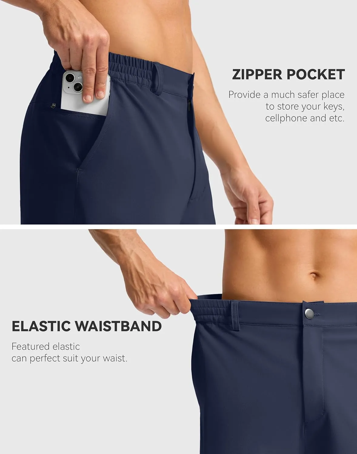 G Gradual Casual Shorts for Men 11" Lightweight Men's Golf Shorts Stretch with 3 Pockets Quick Dry Summer Breathable Shorts