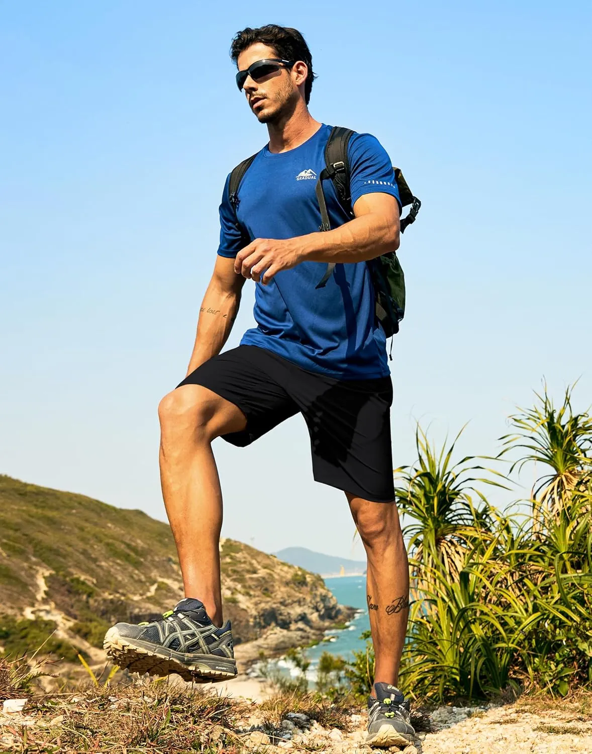 G Gradual Men's Hiking Shorts 7"/9" Lightweight Athletic Shorts for Men Quick Dry Stretch Casual Shorts with 3 Zipper Pockets