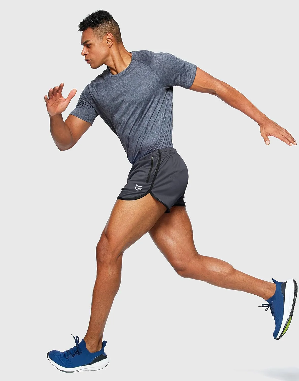 G Gradual Men's Running Shorts 3 Inch Quick Dry Gym Athletic Jogging Shorts with Zipper Pockets