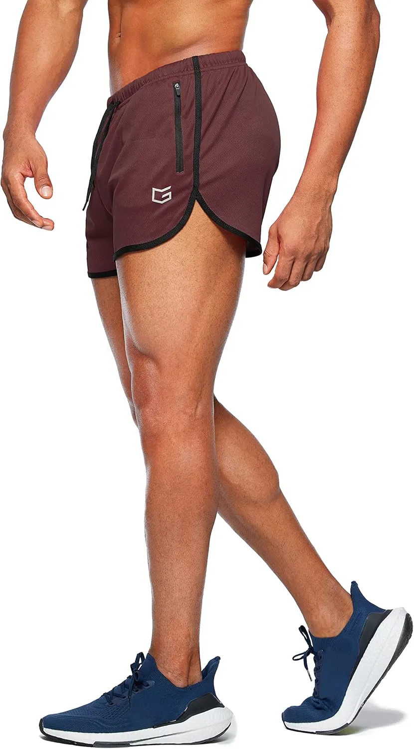 G Gradual Men's Running Shorts 3 Inch Quick Dry Gym Athletic Jogging Shorts with Zipper Pockets