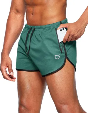 G Gradual Men's Running Shorts 3 Inch Quick Dry Gym Athletic Jogging Shorts with Zipper Pockets