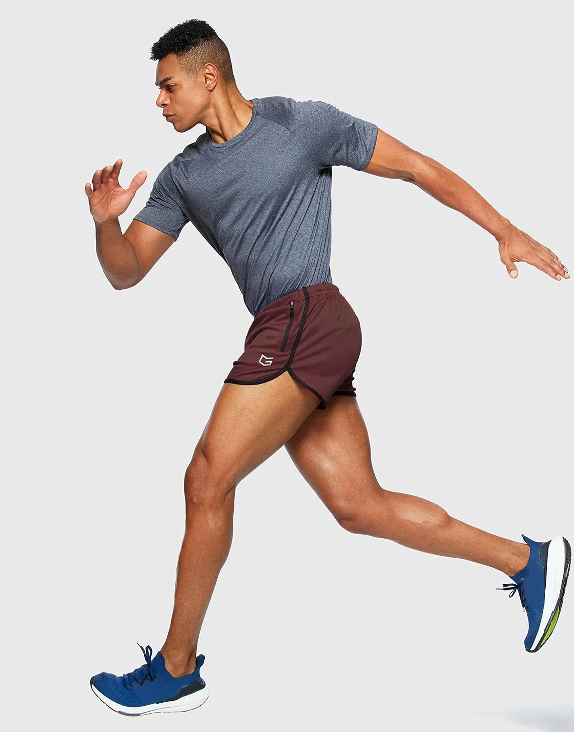 G Gradual Men's Running Shorts 3 Inch Quick Dry Gym Athletic Jogging Shorts with Zipper Pockets