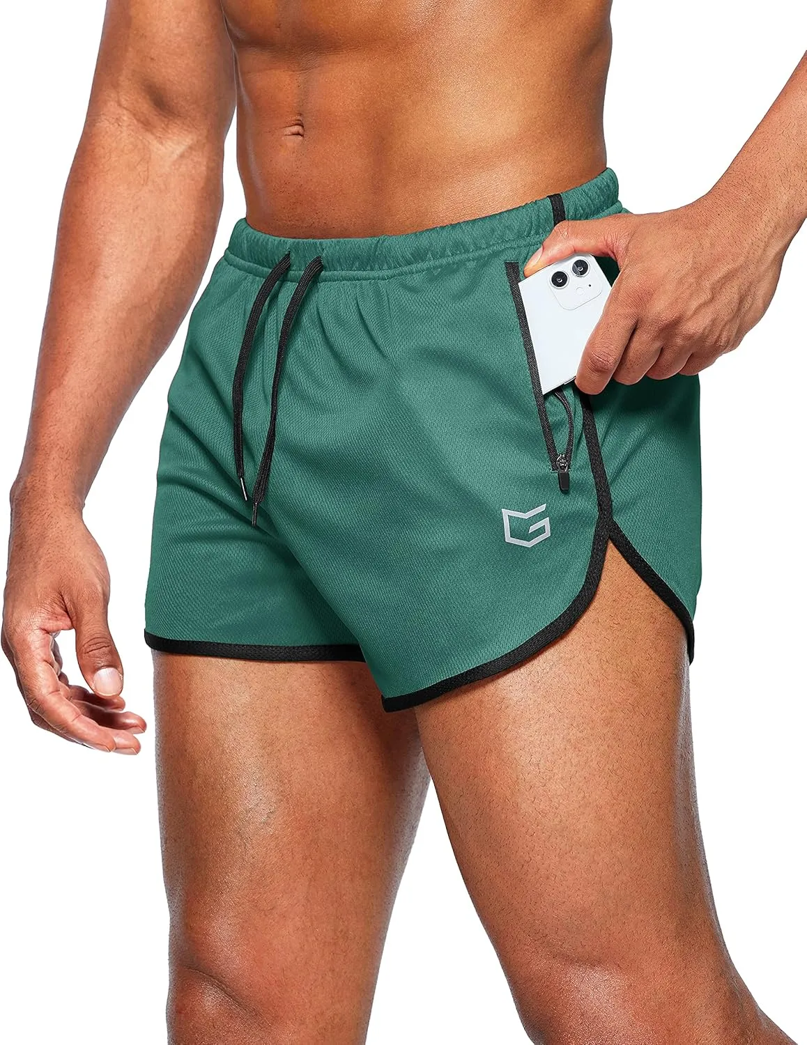 G Gradual Men's Running Shorts 3 Inch Quick Dry Gym Athletic Jogging Shorts with Zipper Pockets