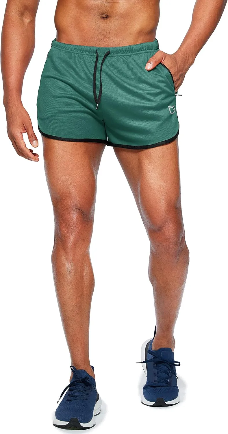 G Gradual Men's Running Shorts 3 Inch Quick Dry Gym Athletic Jogging Shorts with Zipper Pockets