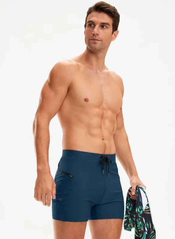 G Gradual Men's Swimsuit Trunks with Zipper Pockets Quick Dry Swimwear Bathing Suit Swim Briefs Board Shorts for Men