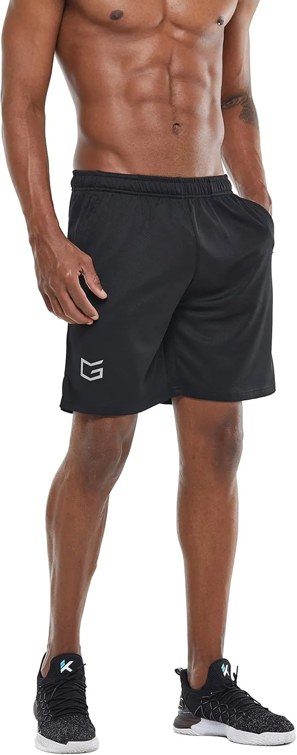 G Gradual Men's Workout Running Shorts Quick Dry Lightweight Gym Shorts with Zip Pockets