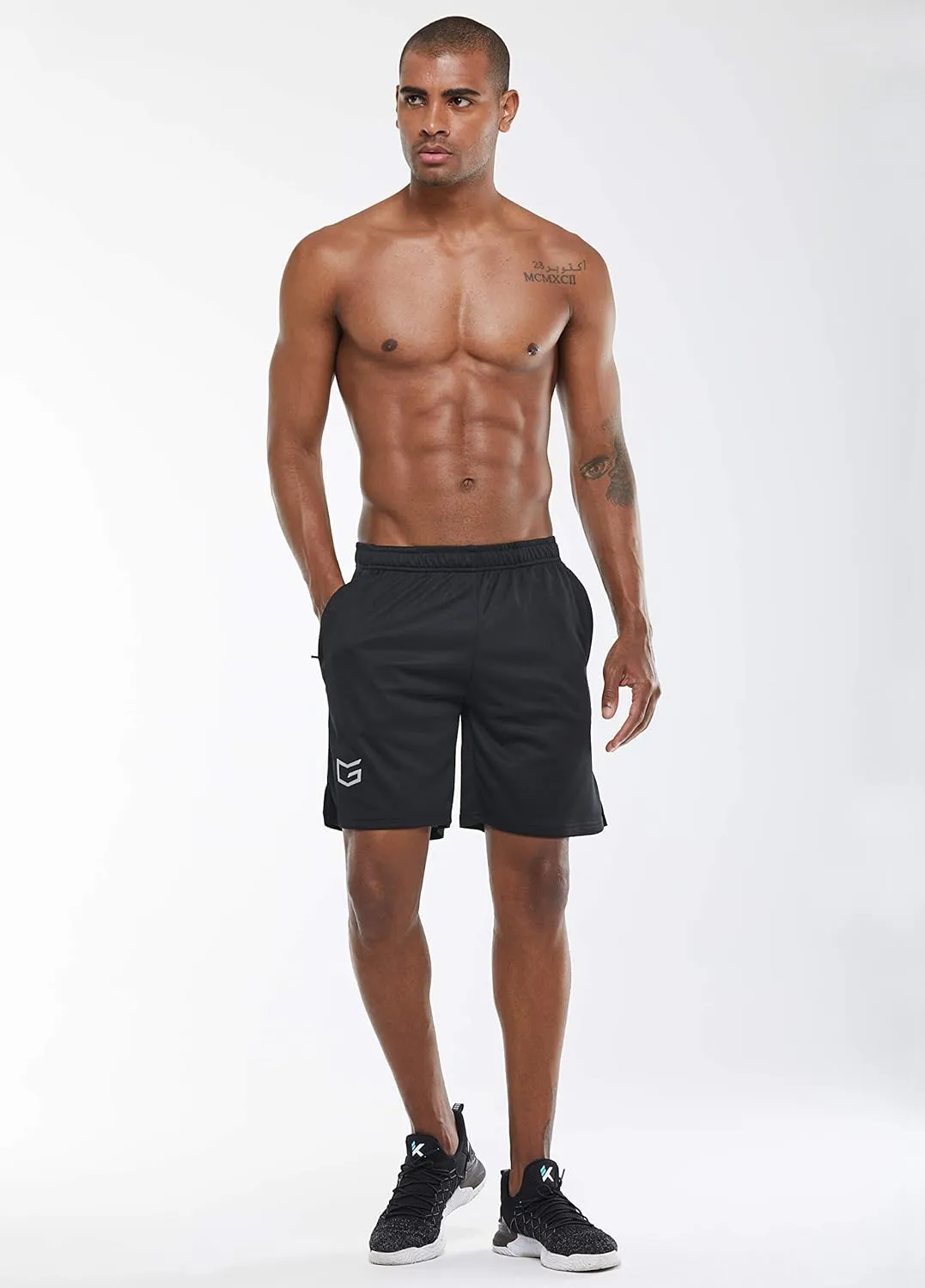 G Gradual Men's Workout Running Shorts Quick Dry Lightweight Gym Shorts with Zip Pockets