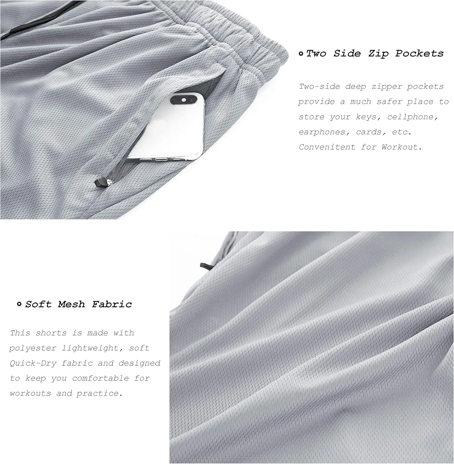 G Gradual Men's Workout Running Shorts Quick Dry Lightweight Gym Shorts with Zip Pockets