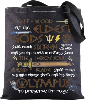G2TUP Camp Half Blood Shoulder Bag Heroes of Olympus Inspired Gift Riptide Sword Tote Bag Book Lover Merch