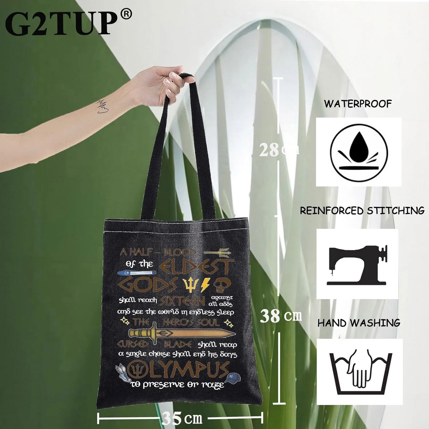 G2TUP Camp Half Blood Shoulder Bag Heroes of Olympus Inspired Gift Riptide Sword Tote Bag Book Lover Merch