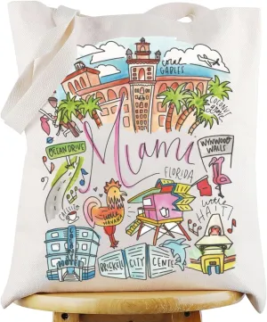 G2TUP Miami Travel Tote - Florida Landmarks Shoulder Bag, City Merchandise Souvenir Gift