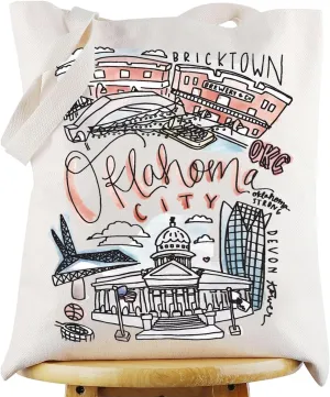 G2TUP Oklahoma State Travel Tote Bag Oklahoma Trip Souvenir Gift Oklahoma Landmarks Shoulder Bag Oklahoma Merch
