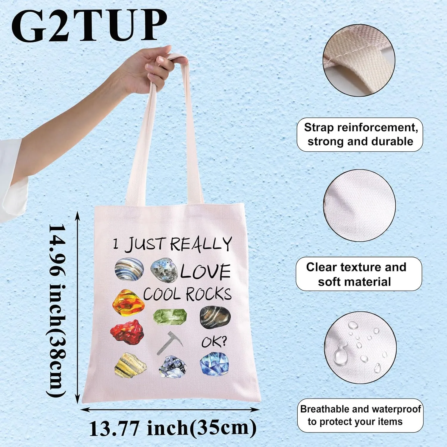 G2TUP Rockhounding Lovers Rock Collectors Tote Bag I Just Really Love Cool Rocks Geology Gifts Rock Hunter Handbag