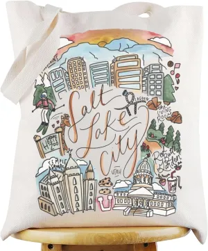 G2TUP Salt Lake City Utah Travel Tote Bag Salt Lake City Souvenir Gift Salt Lake City Landmarks Shoulder Bag Salt Lake Merch