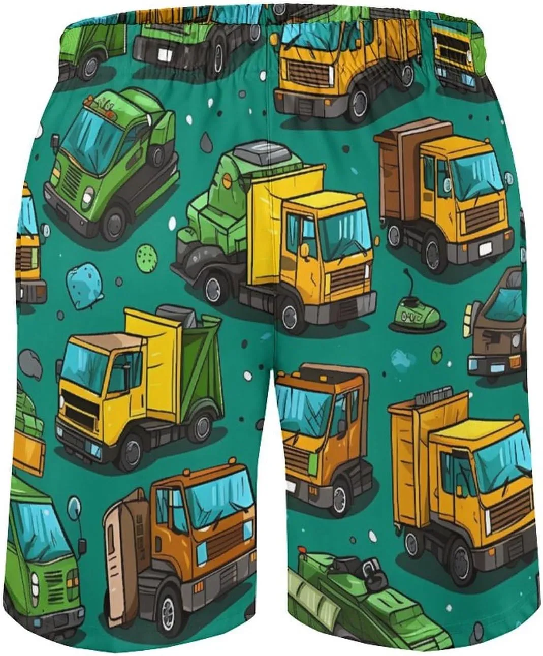 Garbage Truck Busy Day Men's Swim Trunks Quick Dry Bathing Suit Beach Shorts with Mesh Lining