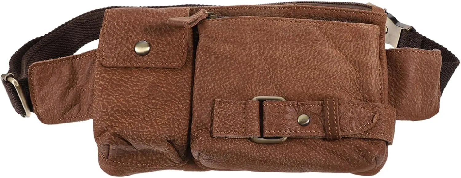 Gatuida Outdoor Men's Belt Pouch Cowhide Material Phone Storage Bag Multi-functional Casual Waistpack for Work Travel
