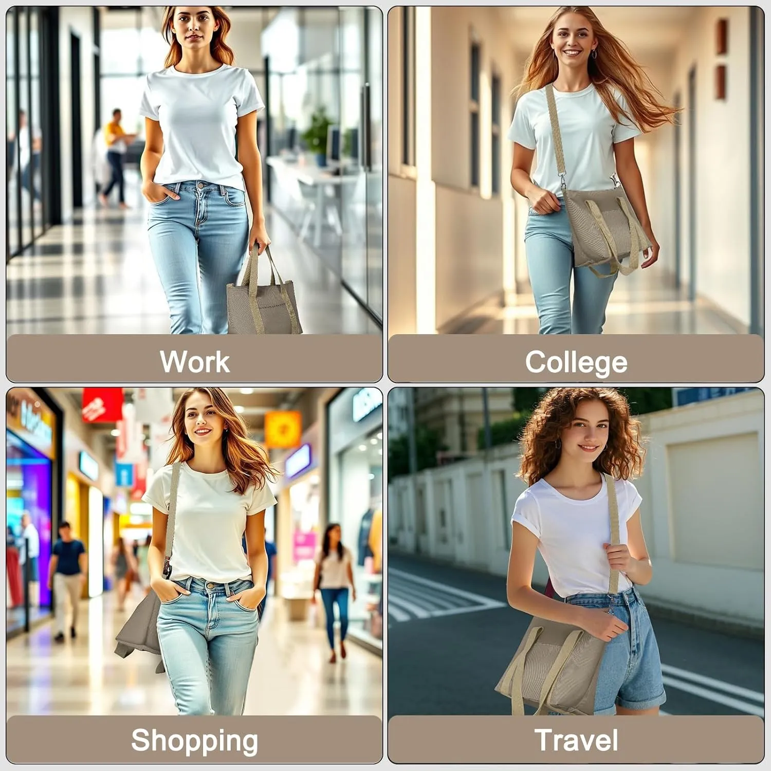 Geestock Small Tote Bag for Women with Zipper, Cute Casual Tote Purse Bag, Waterproof Top Handle Shoulder Crossbody Handbag