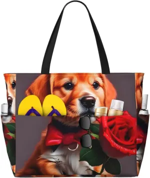 Gentleman-like dog Print 28L Beach Tote Bag, Water-resistant Travel Tote, Lightweight Gym & Camping Carryall