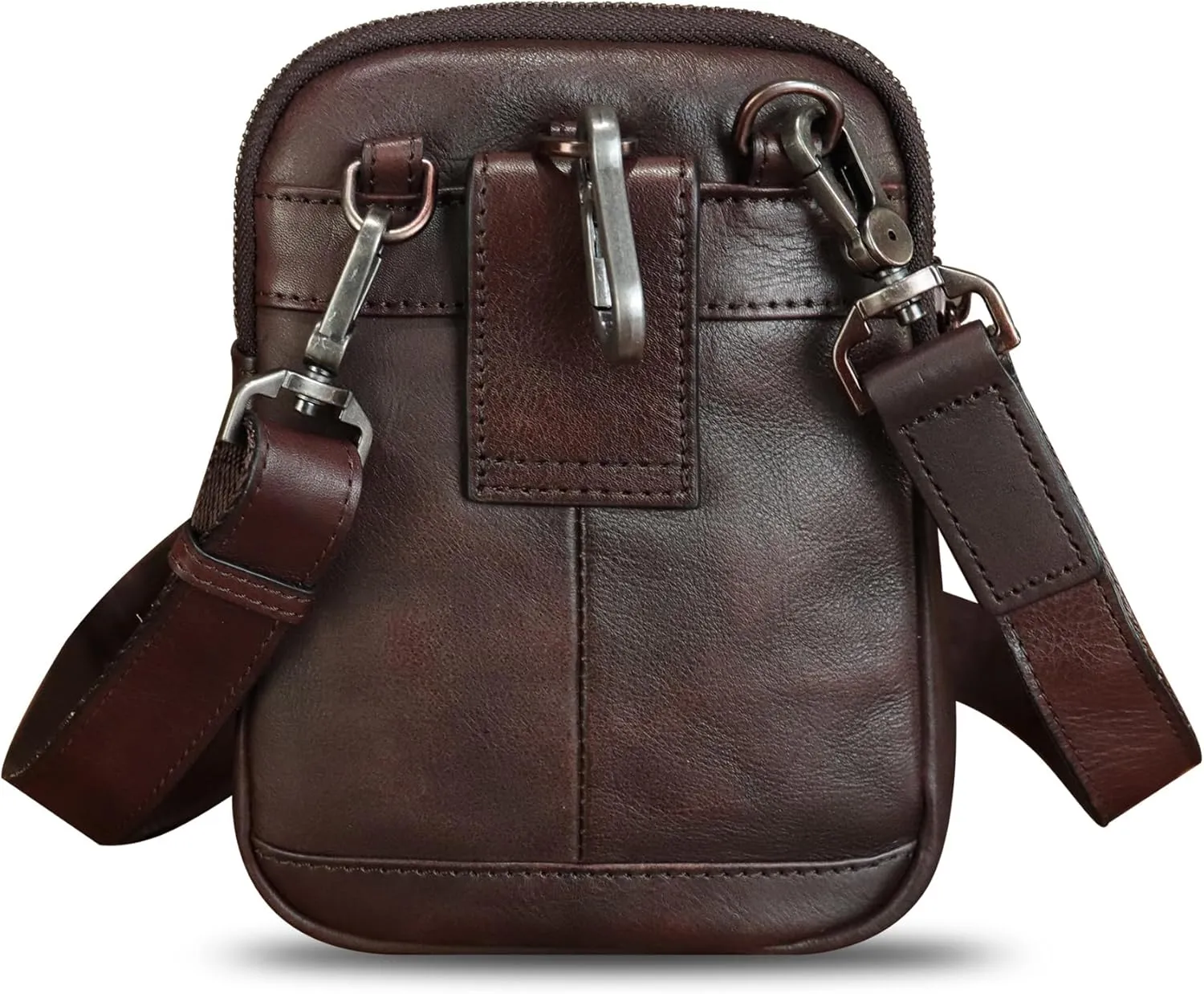 Genuine Leather Belt Bag Pouch for Men and Women Waist Bag Fanny Pack Phone Bag with Strap Small Crossbody Shoulder Bag (Coffee)