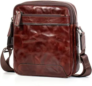 Genuine Leather CrossBody Bag for Men Sling Shoulder Bags Handbag Messenger Pack Outdoor Satchel Travel Business