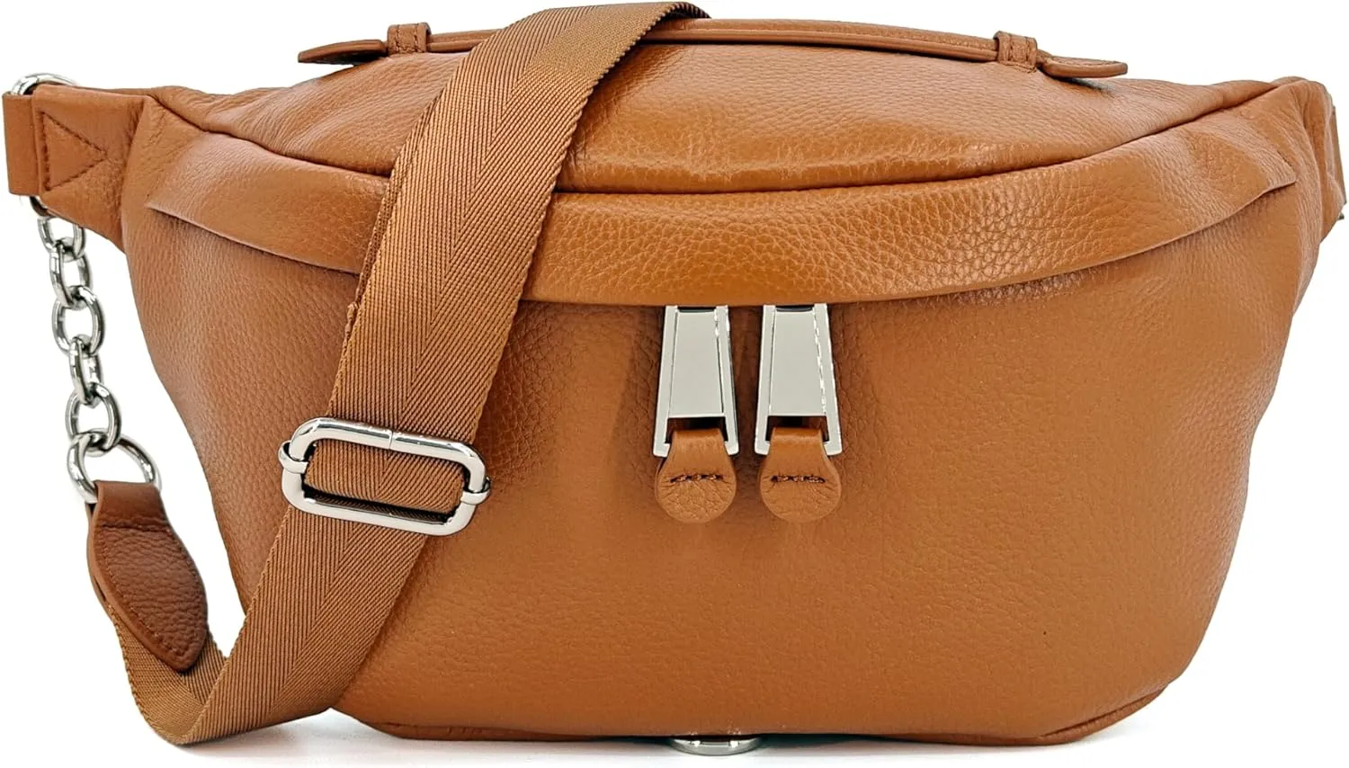 Genuine Leather Crossbody Fanny Packs for Women Men,Medium Unisex Commuter Belt Bag Waist Bag,Casual Sling Purse Shoulder Bag,Trendy Bum Bag With Adjustable Wide Strap for Work Travel (Brown)
