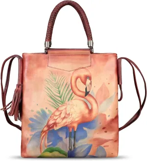 Genuine Leather Handbag for Women Hand Painted Leather Top Handle Bag Handmade Crossbody Purse Work Tote Bag