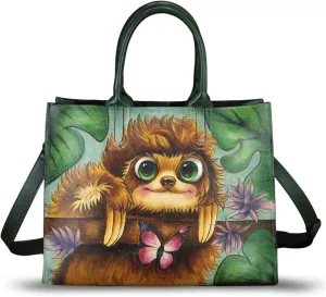 Genuine Leather Handbag for Women Hand Painted Leather Top Handle Bag Handmade Crossbody Purse Work Tote