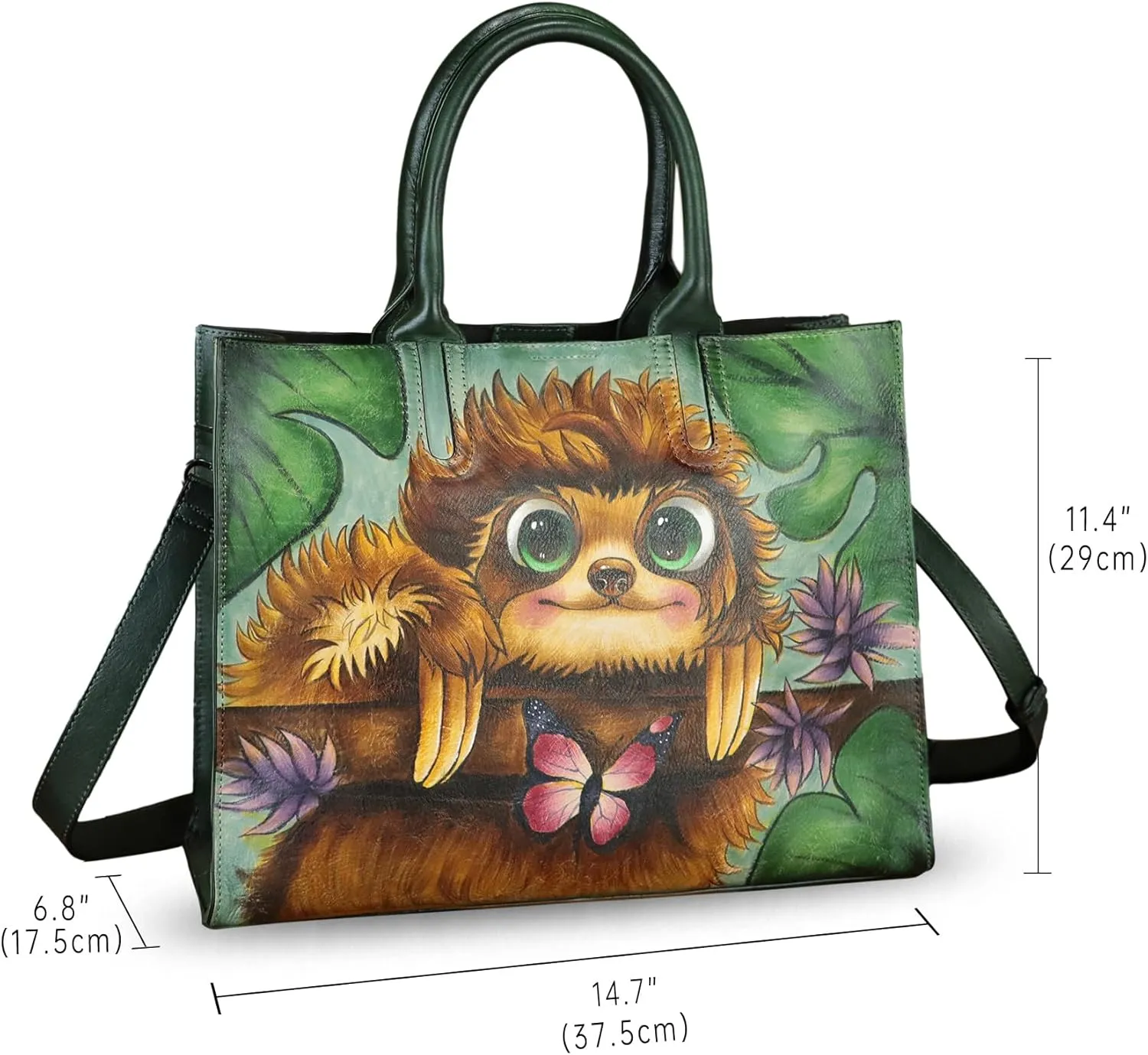 Genuine Leather Handbag for Women Hand Painted Leather Top Handle Bag Handmade Crossbody Purse Work Tote