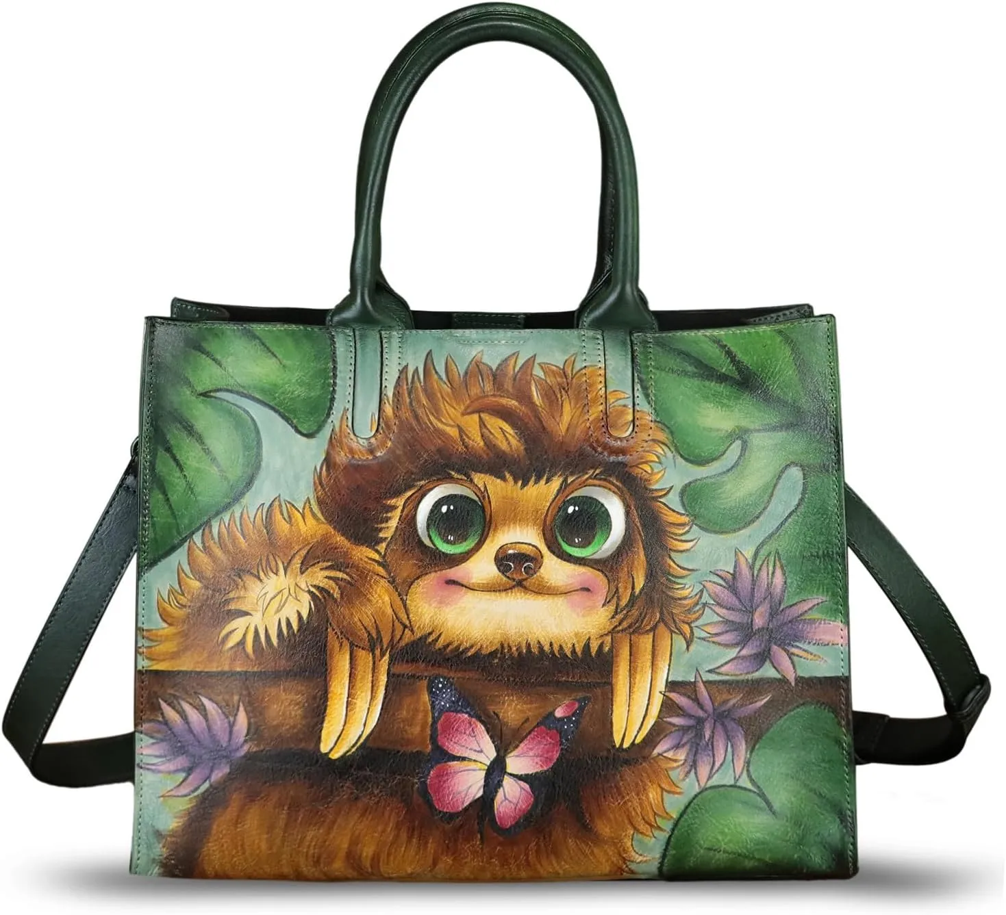 Genuine Leather Handbag for Women Hand Painted Leather Top Handle Bag Handmade Crossbody Purse Work Tote