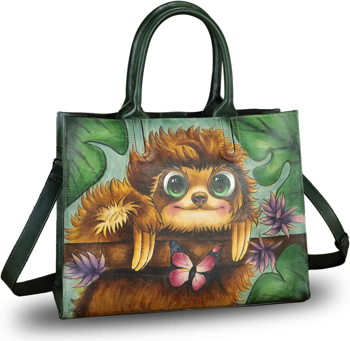 Genuine Leather Handbag for Women Hand Painted Leather Top Handle Bag Handmade Crossbody Purse Work Tote