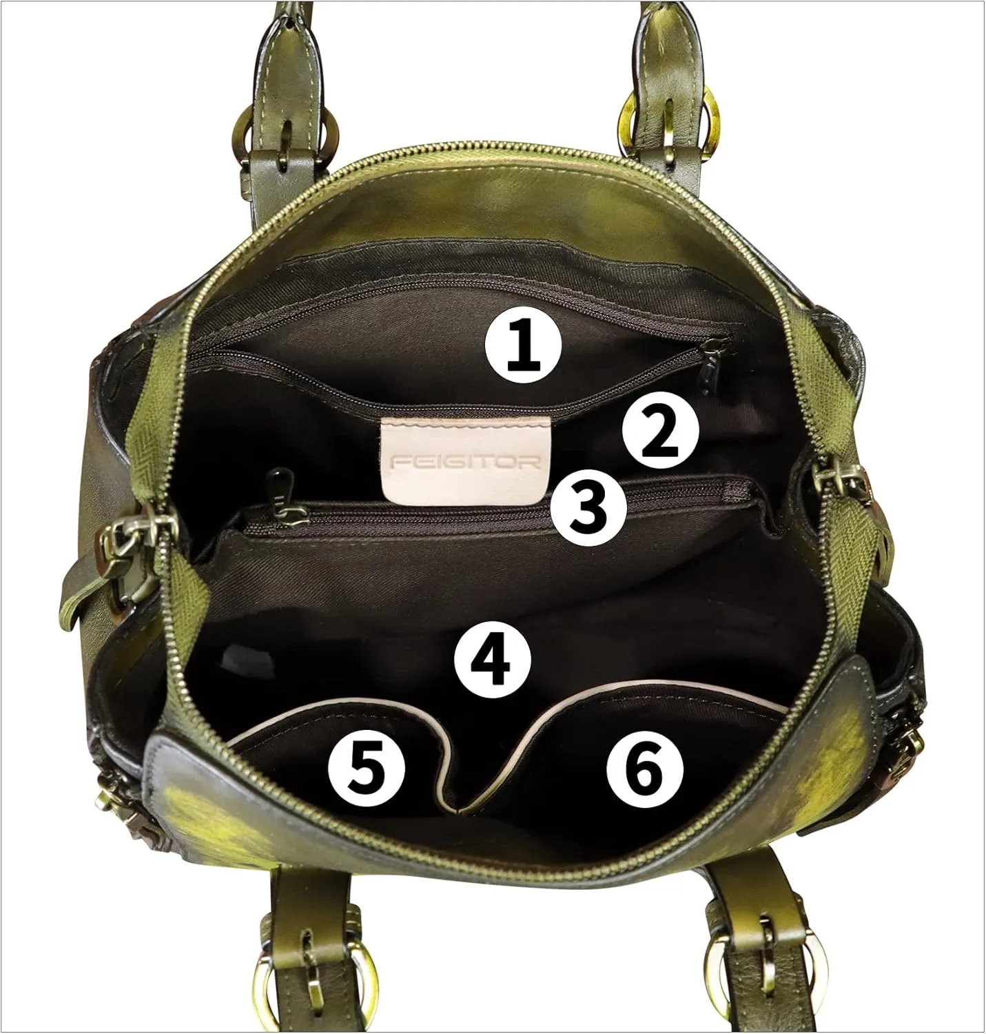 Genuine Leather Handbag for Women Hand Painted Leather Top Handle Purse Handmade Crossbody Satchel Tote Bag