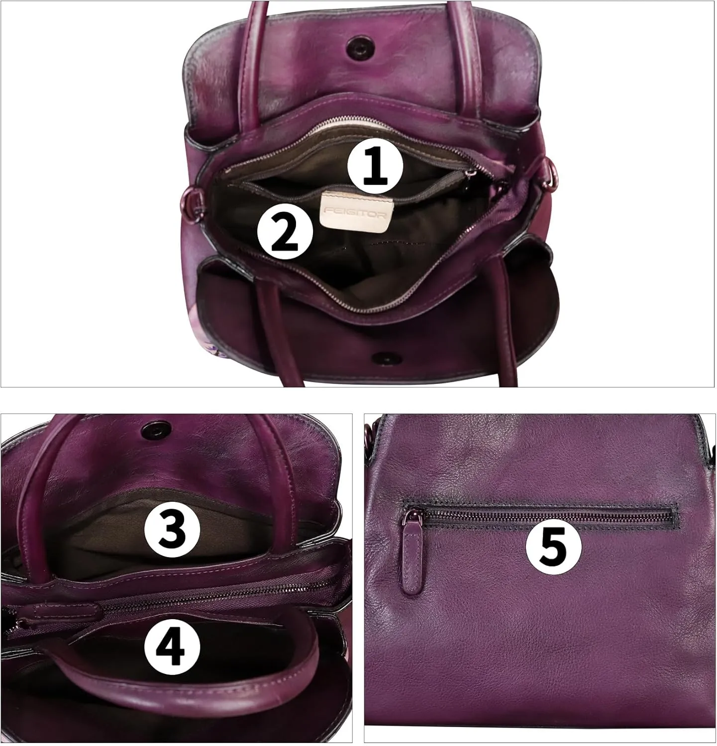 Genuine Leather Handbag for Women Hand Painted Leather Top Handle Satchel Handmade Crossbody Purse