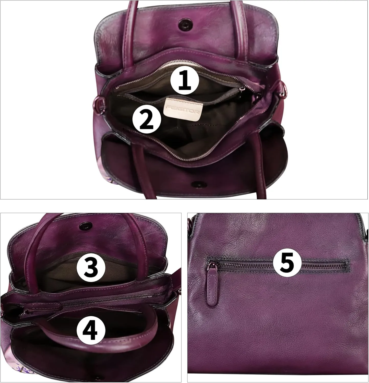 Genuine Leather Handbag for Women Hand Painted Leather Top Handle Satchel Handmade Crossbody Purse