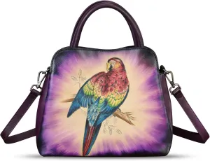 Genuine Leather Handbag for Women Hand Painted Leather Top Handle Satchel Handmade Crossbody Purse
