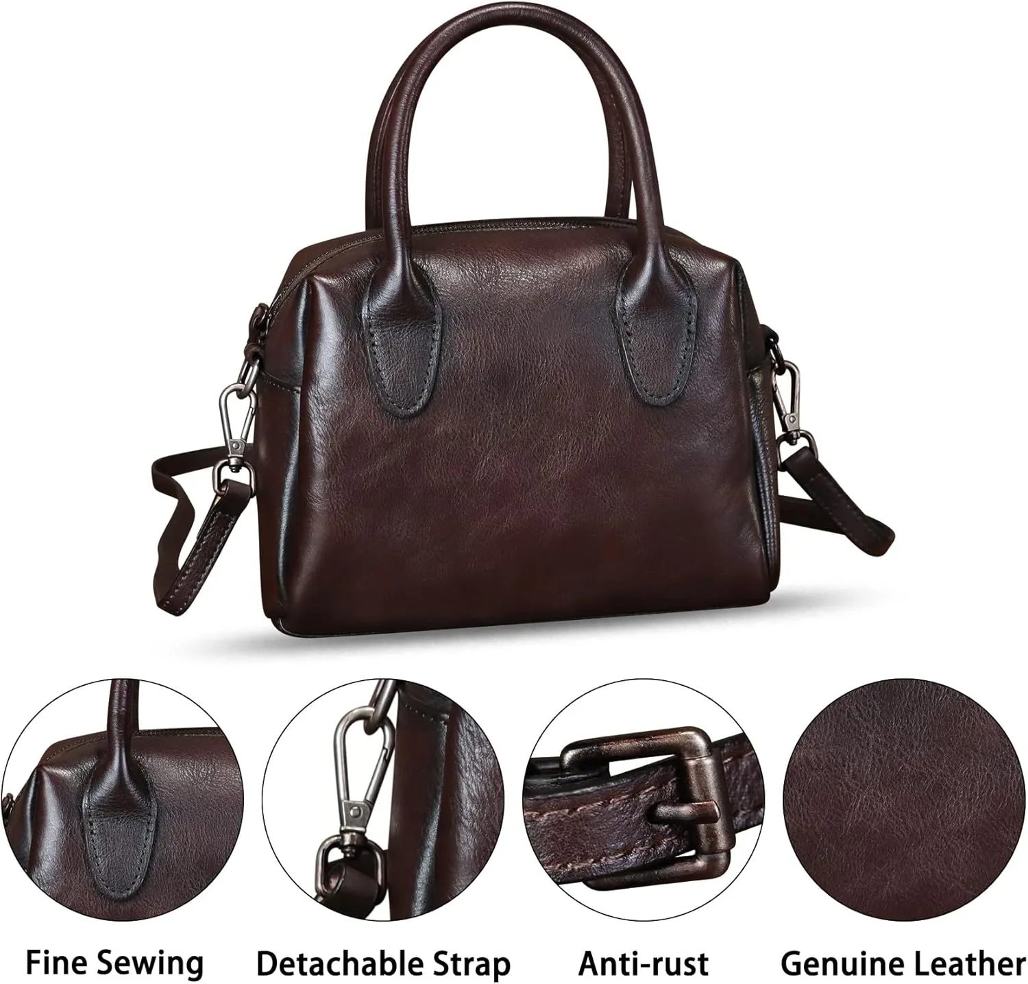 Genuine Leather Handbag for Women Leather Top Handle Purse Retro Handmade Satchel Vintage Crossbody Hobo Bag