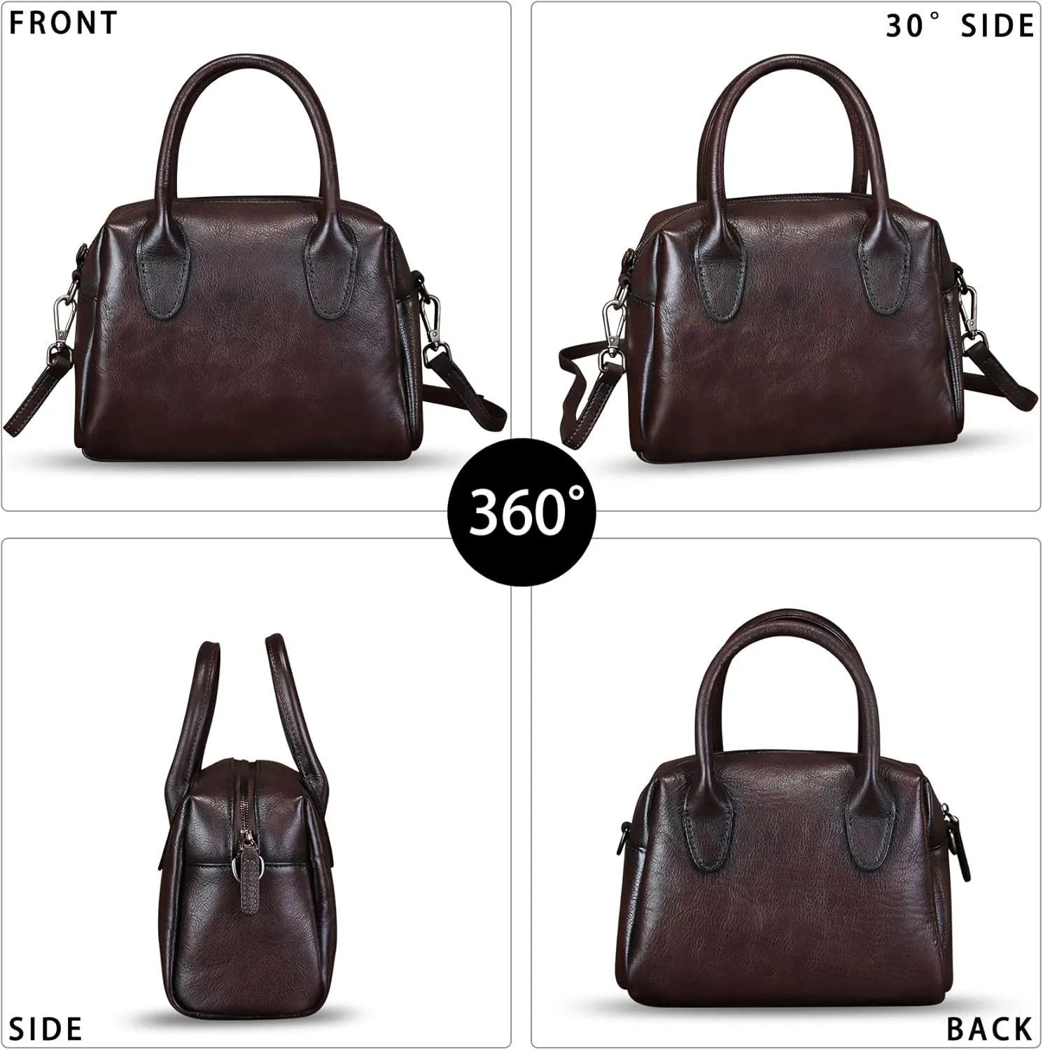 Genuine Leather Handbag for Women Leather Top Handle Purse Retro Handmade Satchel Vintage Crossbody Hobo Bag
