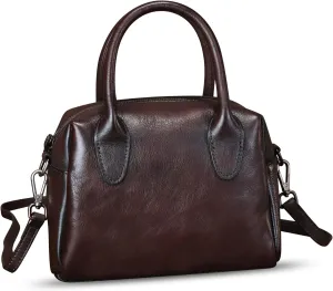 Genuine Leather Handbag for Women Leather Top Handle Purse Retro Handmade Satchel Vintage Crossbody Hobo Bag