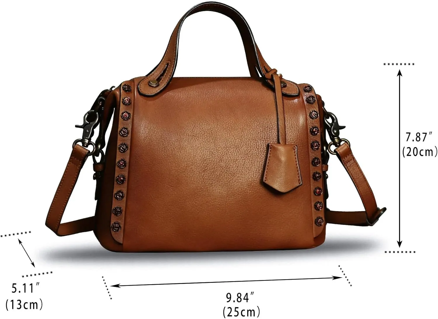 Genuine Leather Satchel Handbag for Women Retro Handmade Top Handle Crossbody Shoulder Bag Purses