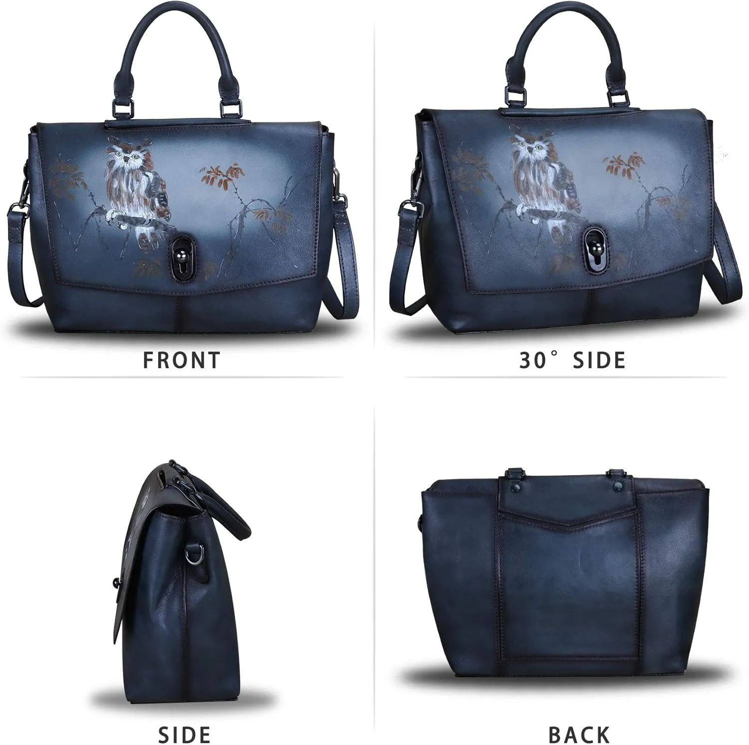 Genuine Leather Satchel Purses Handbags for Women Large Capacity Shoulder Bags Lady Work Top Handle Crossbody Bag