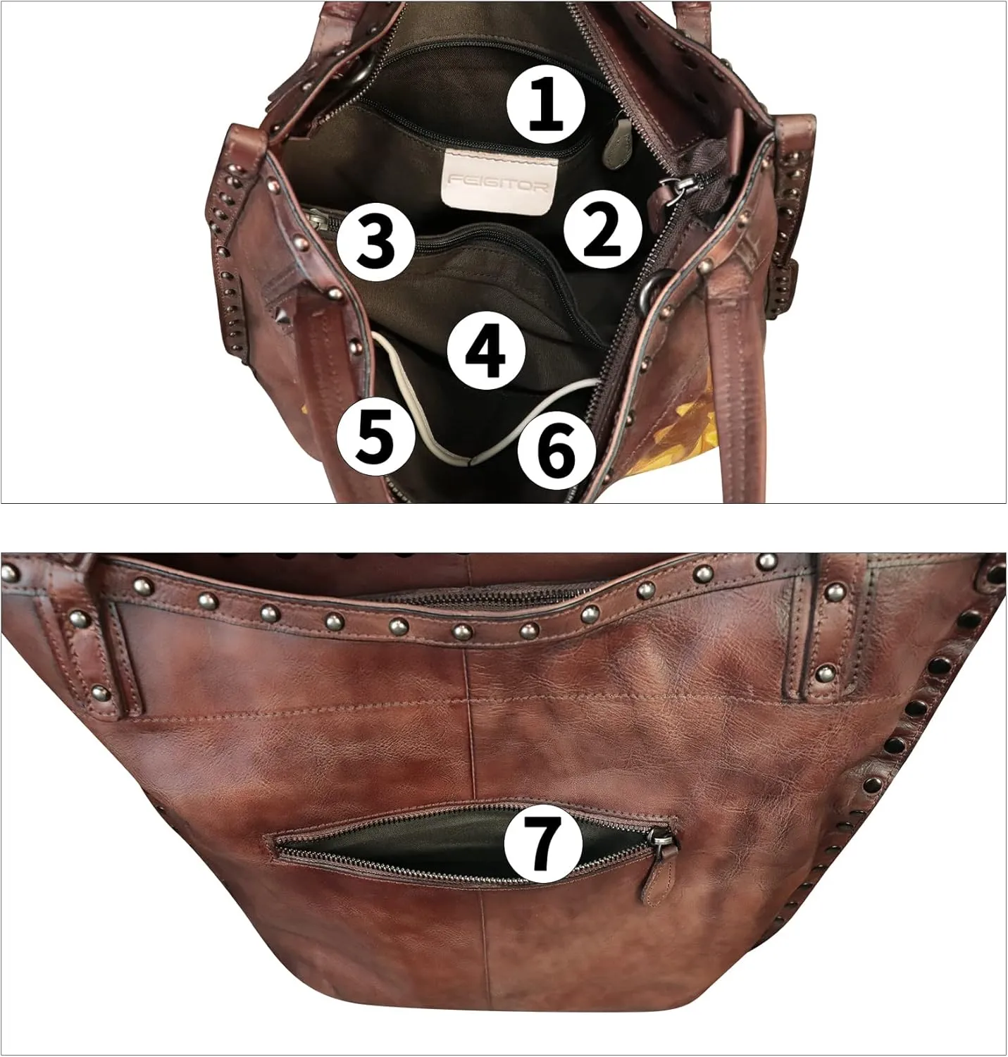 Genuine Leather Shoulder Bag for Women Hand Painted Leather Handbag Handmade Purse Crossbody Work Tote Bag Casual Purse